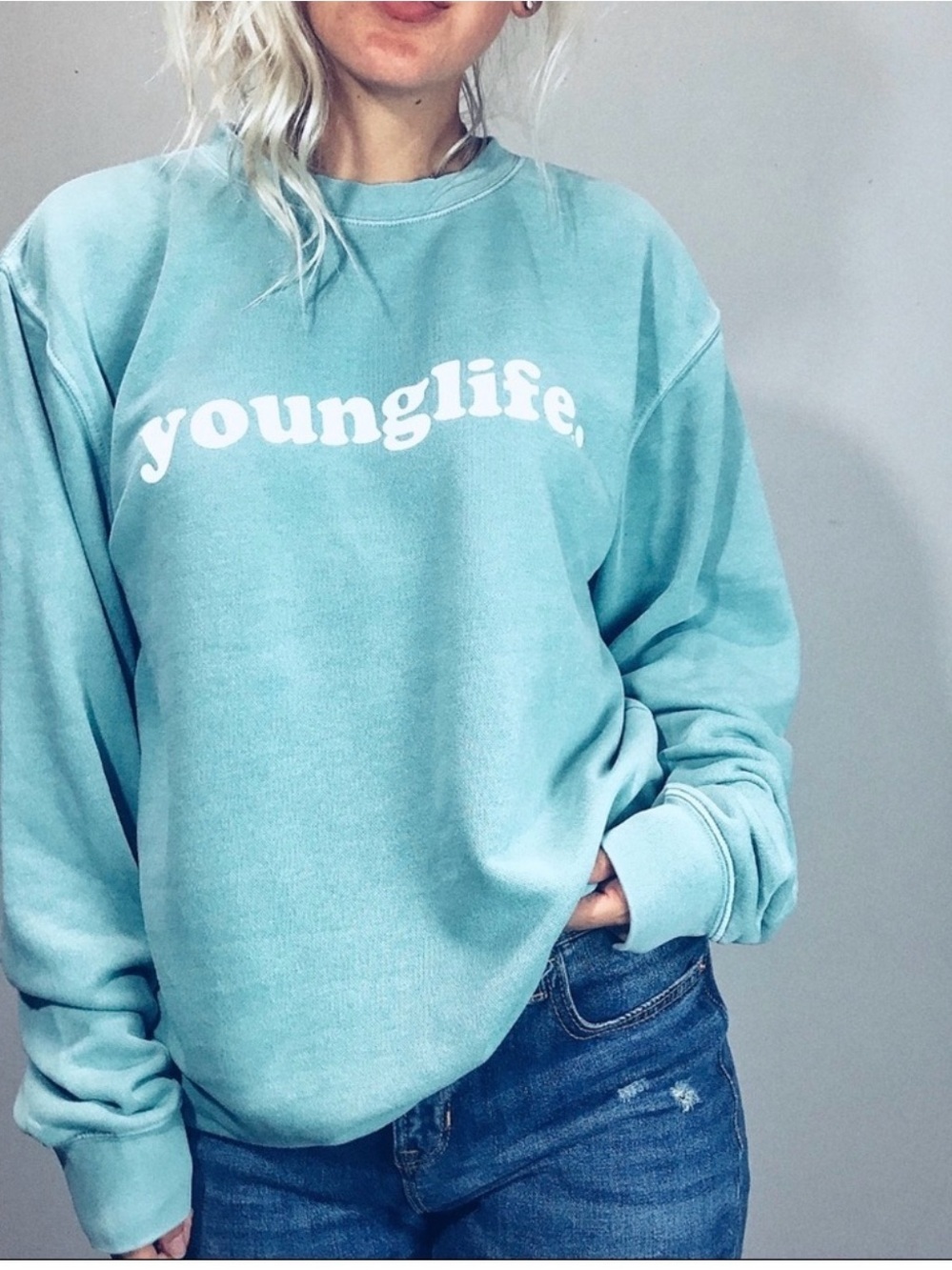 "Younglife" Teal Oversized Sweatshirt
